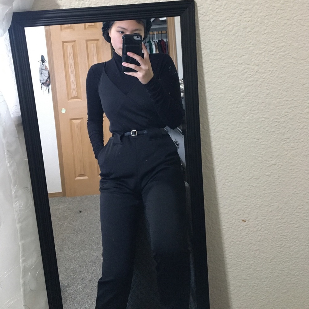 Black spaghetti strap bodysuit